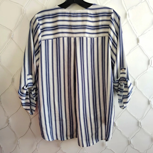 West Kei Striped Blouse Top / Blue & White / Size Small - Picture 3 of 6